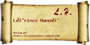 Lőrincz Hannó névjegykártya