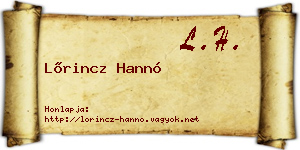 Lőrincz Hannó névjegykártya